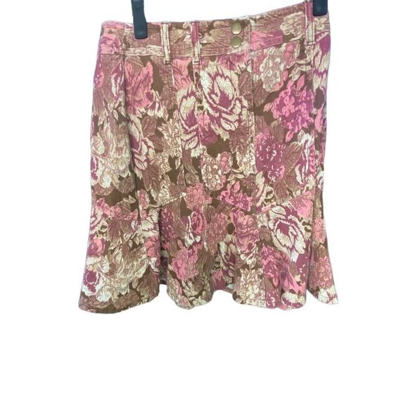 Size M-L Ann Taylor Loft Floral Courdaroy Skirt - Picture 1 of 2